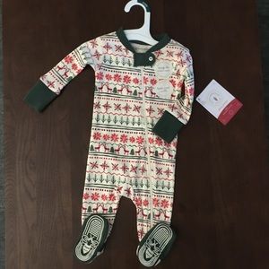 BNWT Burts Bees Baby 0-3 Month Christmas onesie pajamas